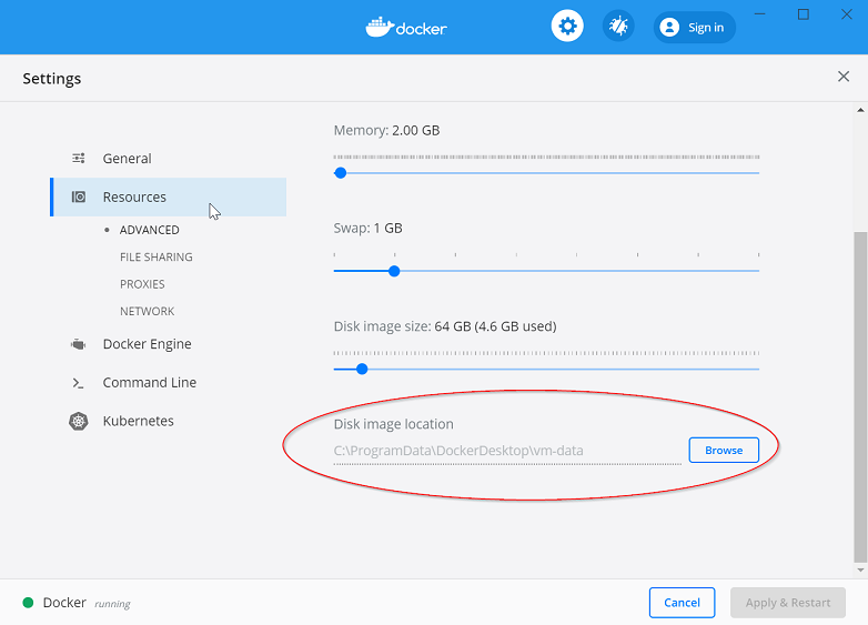 New Docker VM Disk Image Location